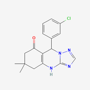 9-(3-chlorophenyl)-6,6-dimethyl-5,6,7,9-tetrahydro[1,2,4]triazolo[5,1-b]quinazolin-8(4H)-one