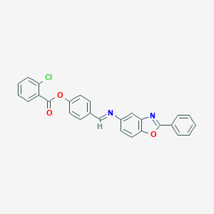 molecular formula C27H17ClN2O3 B416671 4-{[(2-Phenyl-1,3-benzoxazol-5-yl)imino]methyl}phenyl 2-chlorobenzoate 