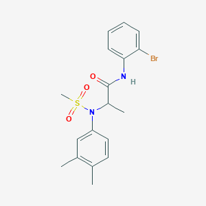 molecular formula C18H21BrN2O3S B4166723 N~1~-(2-bromophenyl)-N~2~-(3,4-dimethylphenyl)-N~2~-(methylsulfonyl)alaninamide 