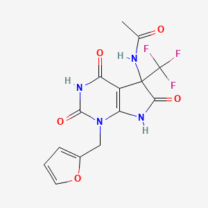 molecular formula C14H11F3N4O5 B4166739 N-[1-(2-furylmethyl)-2,4,6-trioxo-5-(trifluoromethyl)-2,3,4,5,6,7-hexahydro-1H-pyrrolo[2,3-d]pyrimidin-5-yl]acetamide 