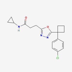 molecular formula C18H20ClN3O2 B4166751 3-{5-[1-(4-chlorophenyl)cyclobutyl]-1,3,4-oxadiazol-2-yl}-N-cyclopropylpropanamide 