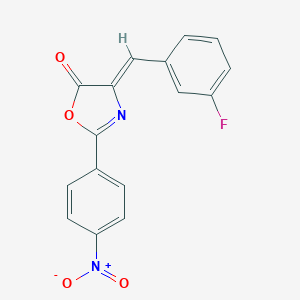 molecular formula C16H9FN2O4 B416676 4-(3-fluorobenzylidene)-2-{4-nitrophenyl}-1,3-oxazol-5(4H)-one 