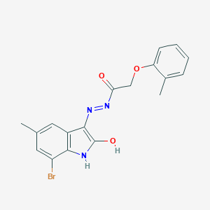 molecular formula C18H16BrN3O3 B416678 N'-(7-bromo-5-methyl-2-oxo-1,2-dihydro-3H-indol-3-ylidene)-2-(2-methylphenoxy)acetohydrazide 