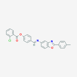molecular formula C28H19ClN2O3 B416679 4-({[2-(4-Methylphenyl)-1,3-benzoxazol-5-yl]imino}methyl)phenyl 2-chlorobenzoate 