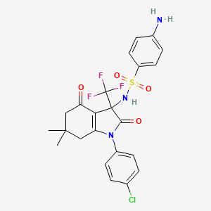 4-amino-N-[1-(4-chlorophenyl)-6,6-dimethyl-2,4-dioxo-3-(trifluoromethyl)-2,3,4,5,6,7-hexahydro-1H-indol-3-yl]benzenesulfonamide