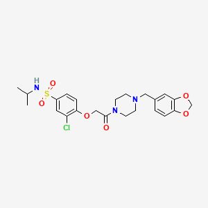 molecular formula C23H28ClN3O6S B4166806 4-{2-[4-(1,3-benzodioxol-5-ylmethyl)-1-piperazinyl]-2-oxoethoxy}-3-chloro-N-isopropylbenzenesulfonamide 