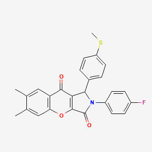 molecular formula C26H20FNO3S B4166813 2-(4-fluorophenyl)-6,7-dimethyl-1-[4-(methylthio)phenyl]-1,2-dihydrochromeno[2,3-c]pyrrole-3,9-dione 