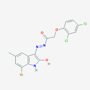 molecular formula C17H12BrCl2N3O3 B416682 N'-(7-bromo-5-methyl-2-oxo-1,2-dihydro-3H-indol-3-ylidene)-2-(2,4-dichlorophenoxy)acetohydrazide 