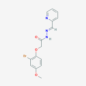 molecular formula C15H14BrN3O3 B416684 2-(2-bromo-4-methoxyphenoxy)-N'-(2-pyridinylmethylene)acetohydrazide 
