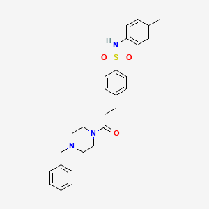 molecular formula C27H31N3O3S B4166840 4-[3-(4-benzyl-1-piperazinyl)-3-oxopropyl]-N-(4-methylphenyl)benzenesulfonamide 