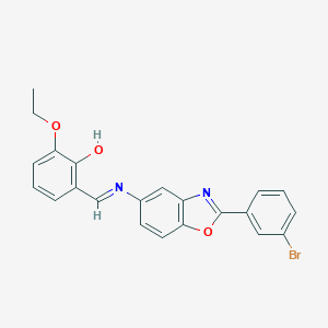 molecular formula C22H17BrN2O3 B416685 2-({[2-(3-Bromophenyl)-1,3-benzoxazol-5-yl]imino}methyl)-6-ethoxyphenol 