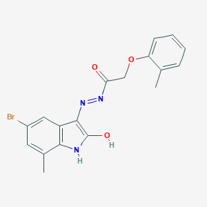 molecular formula C18H16BrN3O3 B416686 N'-(5-bromo-7-methyl-2-oxo-1,2-dihydro-3H-indol-3-ylidene)-2-(2-methylphenoxy)acetohydrazide 