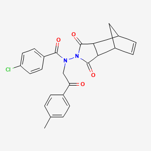 4-chloro-N-(3,5-dioxo-4-azatricyclo[5.2.1.0~2,6~]dec-8-en-4-yl)-N-[2-(4-methylphenyl)-2-oxoethyl]benzamide