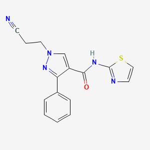 molecular formula C16H13N5OS B4166879 1-(2-cyanoethyl)-3-phenyl-N-1,3-thiazol-2-yl-1H-pyrazole-4-carboxamide 