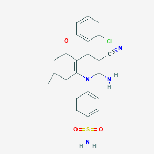 molecular formula C24H23ClN4O3S B4166881 4-[2-amino-4-(2-chlorophenyl)-3-cyano-7,7-dimethyl-5-oxo-5,6,7,8-tetrahydro-1(4H)-quinolinyl]benzenesulfonamide 