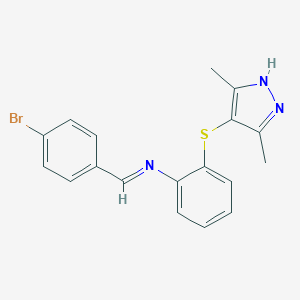 N-(4-bromobenzylidene)-N-{2-[(3,5-dimethyl-1H-pyrazol-4-yl)sulfanyl]phenyl}amine