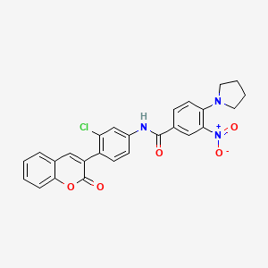 N-[3-chloro-4-(2-oxo-2H-chromen-3-yl)phenyl]-3-nitro-4-(1-pyrrolidinyl)benzamide