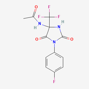 molecular formula C12H9F4N3O3 B4166969 N-[1-(4-fluorophenyl)-2,5-dioxo-4-(trifluoromethyl)-4-imidazolidinyl]acetamide 