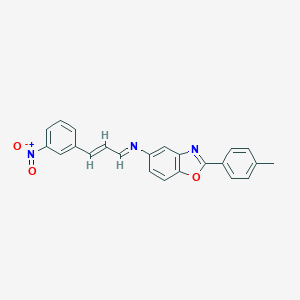 molecular formula C23H17N3O3 B416697 5-[(3-{3-Nitrophenyl}-2-propenylidene)amino]-2-(4-methylphenyl)-1,3-benzoxazole 