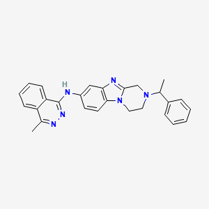 molecular formula C27H26N6 B4166977 N-(4-methyl-1-phthalazinyl)-2-(1-phenylethyl)-1,2,3,4-tetrahydropyrazino[1,2-a]benzimidazol-8-amine 