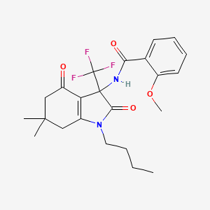 molecular formula C23H27F3N2O4 B4166989 N-[1-butyl-6,6-dimethyl-2,4-dioxo-3-(trifluoromethyl)-2,3,4,5,6,7-hexahydro-1H-indol-3-yl]-2-methoxybenzamide 