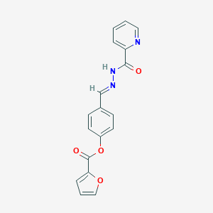 molecular formula C18H13N3O4 B416700 4-[2-(2-Pyridinylcarbonyl)carbohydrazonoyl]phenyl 2-furoate 