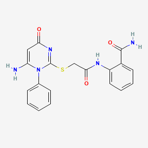 molecular formula C19H17N5O3S B4167006 2-({[(6-amino-4-oxo-1-phenyl-1,4-dihydro-2-pyrimidinyl)thio]acetyl}amino)benzamide 