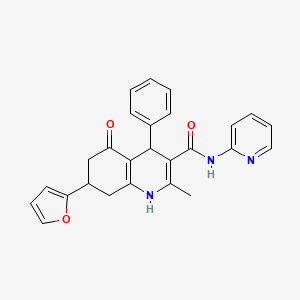 molecular formula C26H23N3O3 B4167019 7-(2-furyl)-2-methyl-5-oxo-4-phenyl-N-2-pyridinyl-1,4,5,6,7,8-hexahydro-3-quinolinecarboxamide 