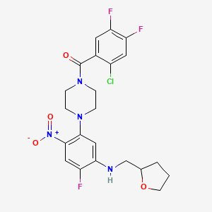 molecular formula C22H22ClF3N4O4 B4167027 5-[4-(2-chloro-4,5-difluorobenzoyl)-1-piperazinyl]-2-fluoro-4-nitro-N-(tetrahydro-2-furanylmethyl)aniline 