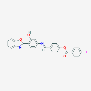 molecular formula C27H17IN2O4 B416704 4-({[4-(1,3-Benzoxazol-2-yl)-3-hydroxyphenyl]imino}methyl)phenyl 4-iodobenzoate 