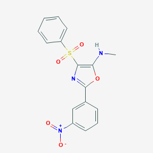 molecular formula C16H13N3O5S B416705 [4-Benzenesulfonyl-2-(3-nitro-phenyl)-oxazol-5-yl]-methyl-amine 