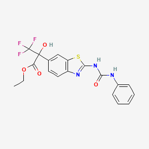 molecular formula C19H16F3N3O4S B4167050 ethyl 2-{2-[(anilinocarbonyl)amino]-1,3-benzothiazol-6-yl}-3,3,3-trifluoro-2-hydroxypropanoate 
