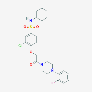 molecular formula C24H29ClFN3O4S B4167053 3-chloro-N-cyclohexyl-4-{2-[4-(2-fluorophenyl)-1-piperazinyl]-2-oxoethoxy}benzenesulfonamide 