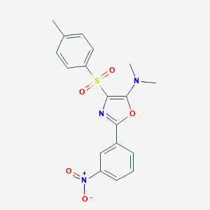 molecular formula C18H17N3O5S B416706 5-(Dimethylamino)-2-{3-nitrophenyl}-4-[(4-methylphenyl)sulfonyl]-1,3-oxazole 