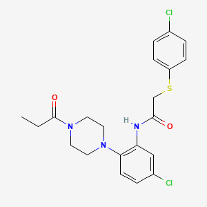 2-[(4-chlorophenyl)thio]-N-[5-chloro-2-(4-propionyl-1-piperazinyl)phenyl]acetamide