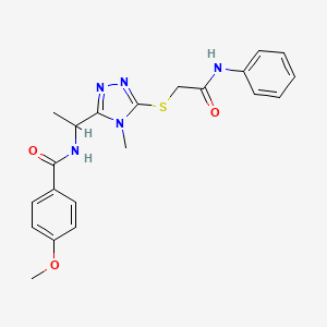 molecular formula C21H23N5O3S B4167073 N-(1-{5-[(2-anilino-2-oxoethyl)thio]-4-methyl-4H-1,2,4-triazol-3-yl}ethyl)-4-methoxybenzamide 