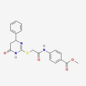molecular formula C20H19N3O4S B4167101 methyl 4-({[(6-oxo-4-phenyl-1,4,5,6-tetrahydro-2-pyrimidinyl)thio]acetyl}amino)benzoate 