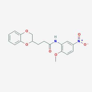 molecular formula C18H18N2O6 B4167121 3-(2,3-dihydro-1,4-benzodioxin-2-yl)-N-(2-methoxy-5-nitrophenyl)propanamide 