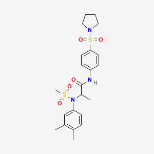molecular formula C22H29N3O5S2 B4167134 N~2~-(3,4-dimethylphenyl)-N~2~-(methylsulfonyl)-N~1~-[4-(1-pyrrolidinylsulfonyl)phenyl]alaninamide 