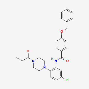 molecular formula C27H28ClN3O3 B4167144 4-(benzyloxy)-N-[5-chloro-2-(4-propionyl-1-piperazinyl)phenyl]benzamide 