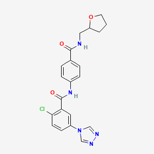 molecular formula C21H20ClN5O3 B4167149 2-chloro-N-(4-{[(tetrahydro-2-furanylmethyl)amino]carbonyl}phenyl)-5-(4H-1,2,4-triazol-4-yl)benzamide 