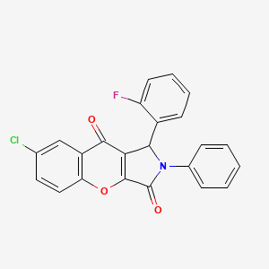 molecular formula C23H13ClFNO3 B4167154 7-chloro-1-(2-fluorophenyl)-2-phenyl-1,2-dihydrochromeno[2,3-c]pyrrole-3,9-dione 