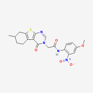 molecular formula C20H20N4O5S B4167156 N-(4-methoxy-2-nitrophenyl)-2-(7-methyl-4-oxo-5,6,7,8-tetrahydro[1]benzothieno[2,3-d]pyrimidin-3(4H)-yl)acetamide 