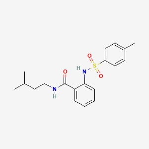molecular formula C19H24N2O3S B4167217 N-(3-methylbutyl)-2-{[(4-methylphenyl)sulfonyl]amino}benzamide 