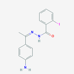 molecular formula C15H14IN3O B416722 N'-[1-(4-aminophenyl)ethylidene]-2-iodobenzohydrazide 