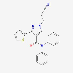 molecular formula C23H18N4OS B4167237 1-(2-cyanoethyl)-N,N-diphenyl-3-(2-thienyl)-1H-pyrazole-4-carboxamide 