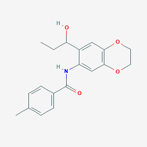 molecular formula C19H21NO4 B4167266 N-[7-(1-hydroxypropyl)-2,3-dihydro-1,4-benzodioxin-6-yl]-4-methylbenzamide 