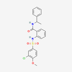 molecular formula C22H21ClN2O4S B4167273 2-{[(3-chloro-4-methoxyphenyl)sulfonyl]amino}-N-(1-phenylethyl)benzamide 
