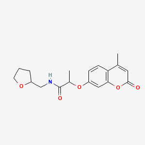 molecular formula C18H21NO5 B4167277 2-[(4-methyl-2-oxo-2H-chromen-7-yl)oxy]-N-(tetrahydro-2-furanylmethyl)propanamide 