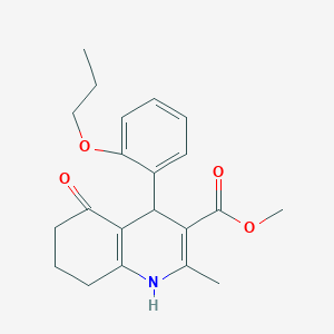 molecular formula C21H25NO4 B416728 Methyl 2-methyl-5-oxo-4-(2-propoxyphenyl)-1,4,5,6,7,8-hexahydroquinoline-3-carboxylate 